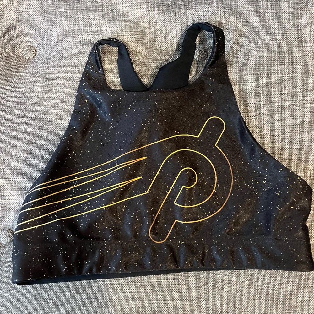 Peloton Women's Black and Gold Sports Bra
